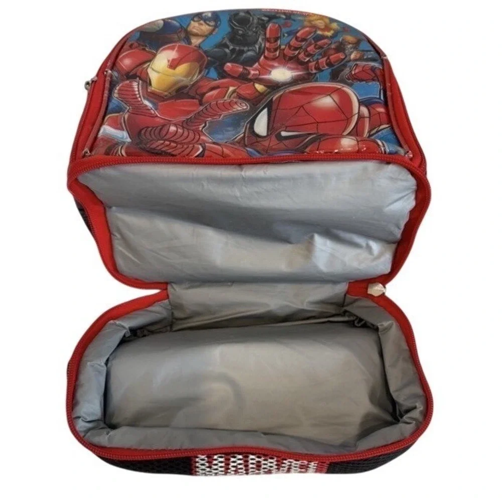 Kids Marvel Avengers Lunch Box Insulated Bag Dual Compartment Spiderman Iron Man